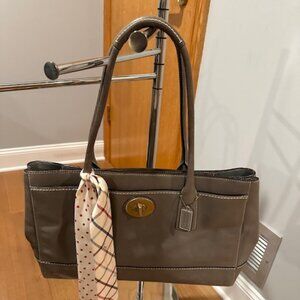 COACH: MADELINE 12477 Large Grey Leather Satchel Bag/Shoulder Bag